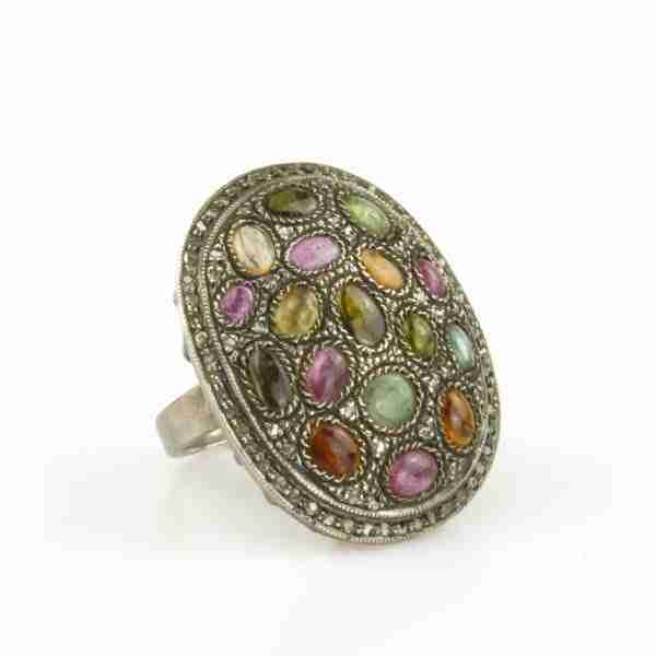 Anillo con turmalinas y diamantes