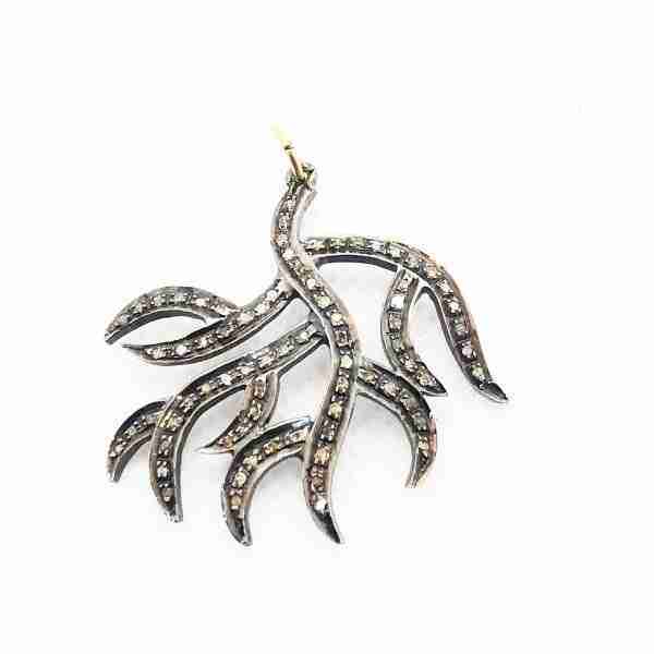 Colgante Coral de plata y diamante