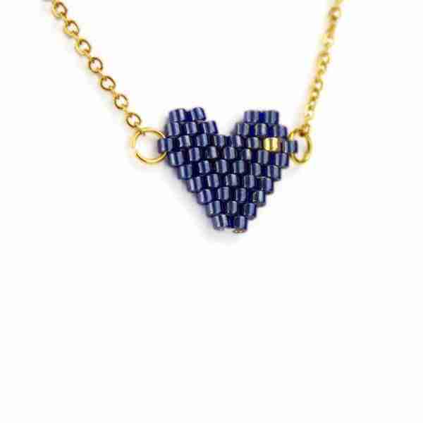 Colgante Corazón Azul Cristal Tejido