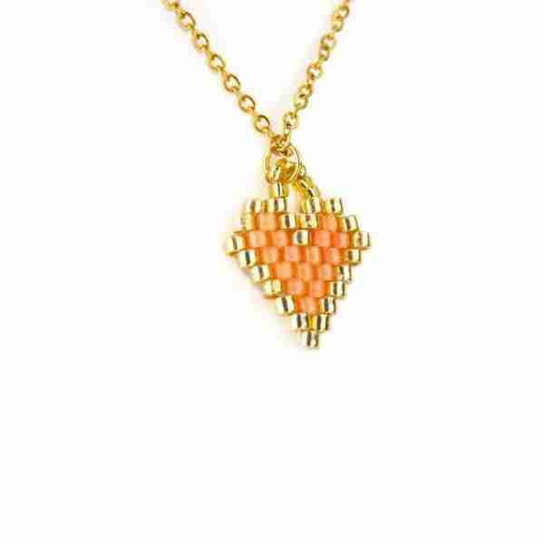 Colgante Corazón Naranja Cristal Tejido