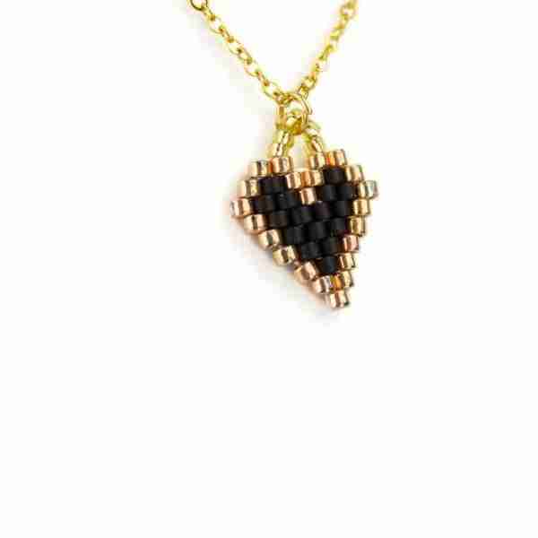 Colgante Corazón Negro Cristal Tejido