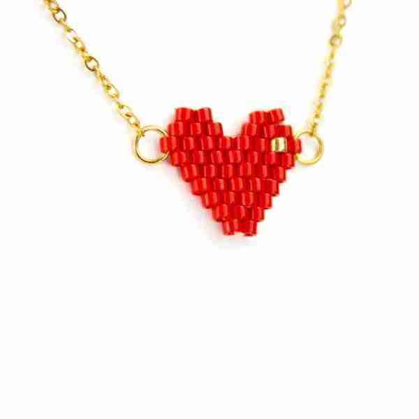 Colgante Corazón Rojo Cristal Tejido