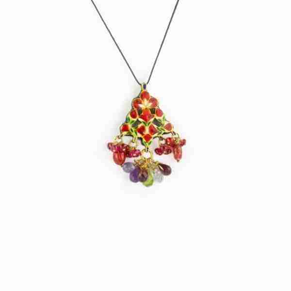 Colgante India Kundan reversible con Esmeralda y Rubí
