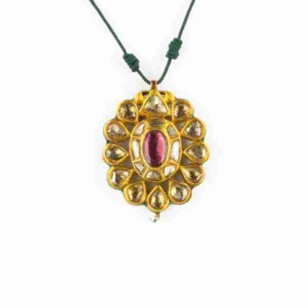 Colgante India Kundan reversible con Rubí