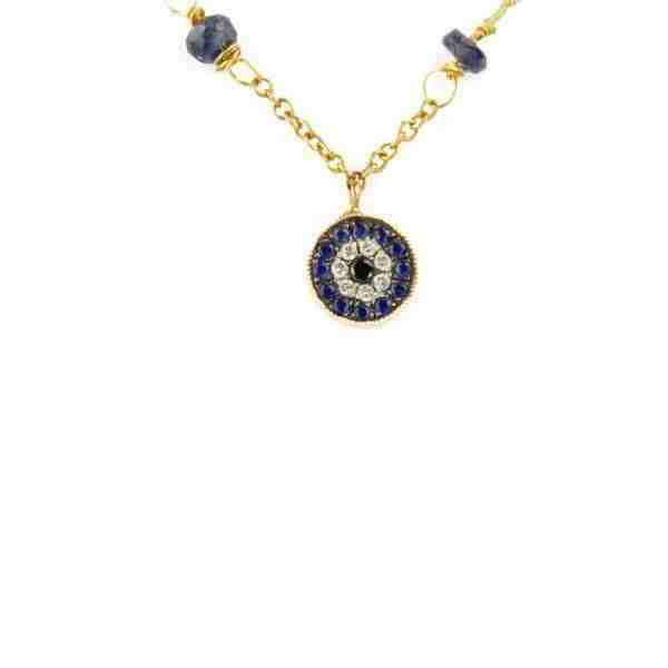 Colgante Ojo Turco Nazar de Oro Rosa con Brillantes