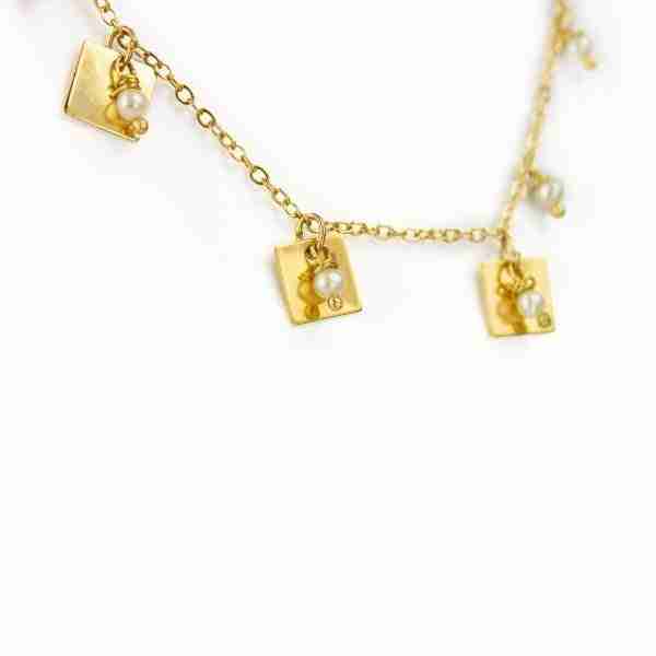 Colgante Placas con Perlas Barrocas