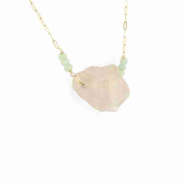 Collar piedras brutas cuarzo rosa