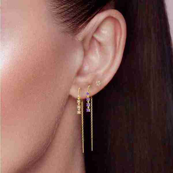 MECOLLECTION - Pendientes de plata chapados en oro 18kt con circonitas