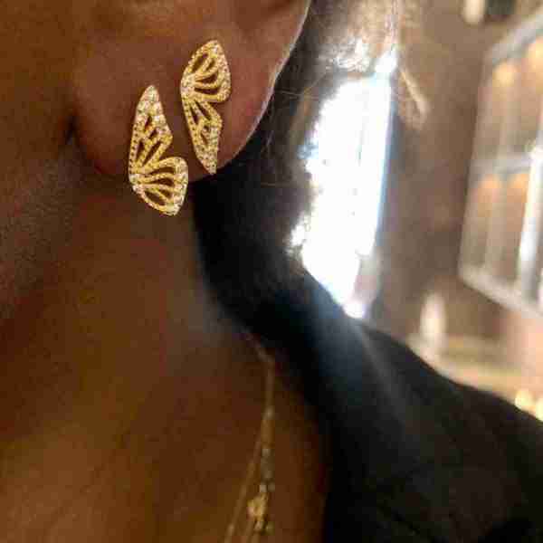 MECOLLECTION - Pendientes Mariposa de plata 925 chapados en oro 18kt