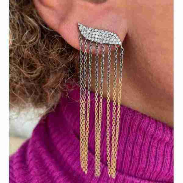 Pendientes Plata y Diamantes con cadenas