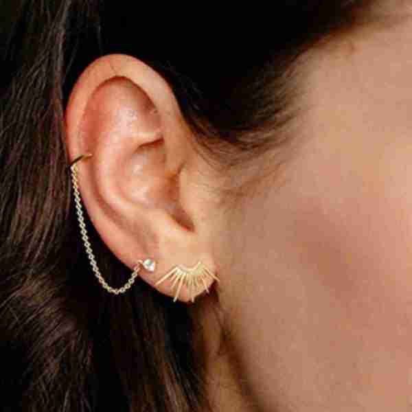 MECOLLECTION - Pendientes rayos de sol de plata chapado en oro 18kt